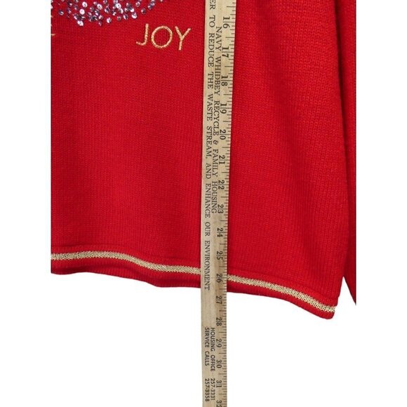 Ugly Christmas Sweater Sz XXL Santa Claus Red Sequin Applique Embroidered - Picture 10 of 11